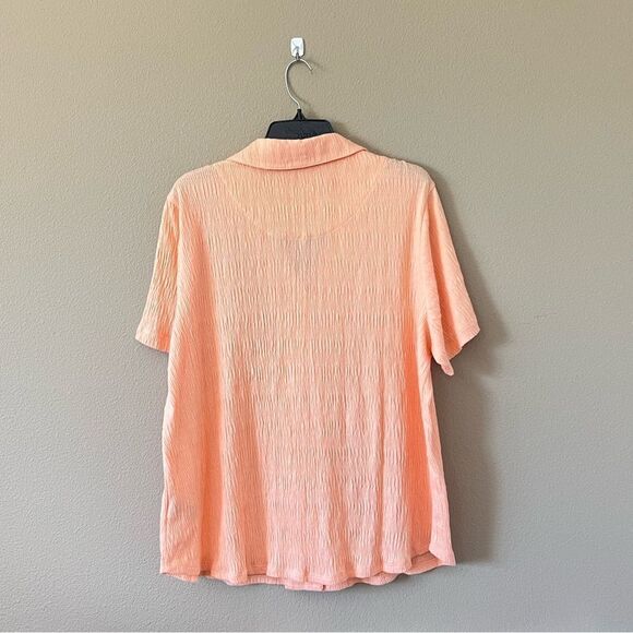 Soft Surroundings Peach Slub Button Down Shirt - Picture 6 of 6